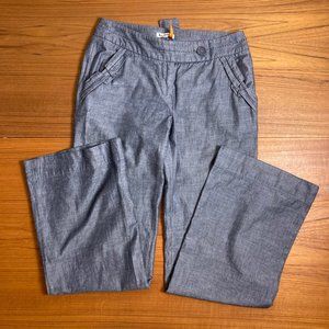 Anthropologie Taikonhu Chambray Ruffle Bow Wide Leg Pants - 6